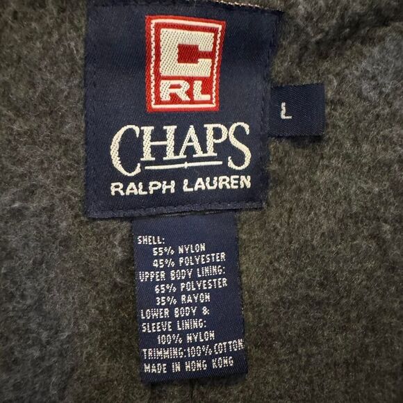 Chaps Ralph Lauren Men’s Quilted Jacket Size Large Beige Tan Corduroy Collar - Picture 3 of 7